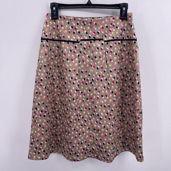 J Peterman Sz 2 Silver Satin Short A Line Skirt Multicolor Polka Dot Lined - Picture 2 of 11